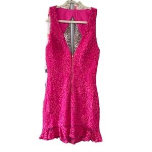Revolve NBD X NAVEN Pink Mini Dress Size Small‎ Zipper Front Lace Barbiecore
